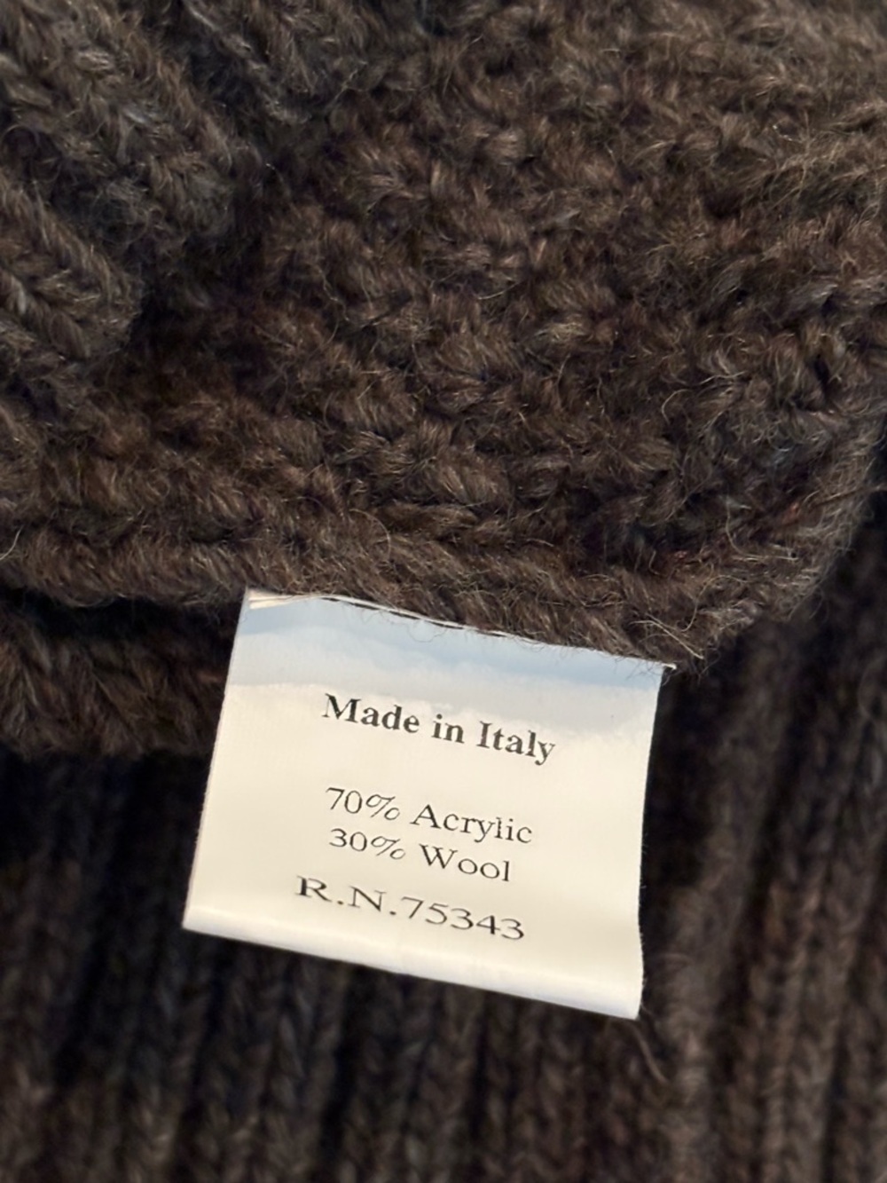 Quiet Luxury Wool Cableknit Fishermans Sweater Italy Paolo Mondo Brown Men's M - Picture 6 of 7